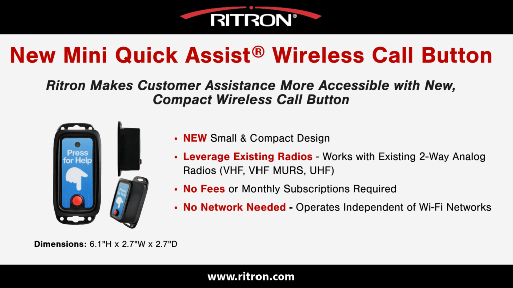 Ritron Makes Customer Assistance More Accessible with New, Compact Wireless Call Button